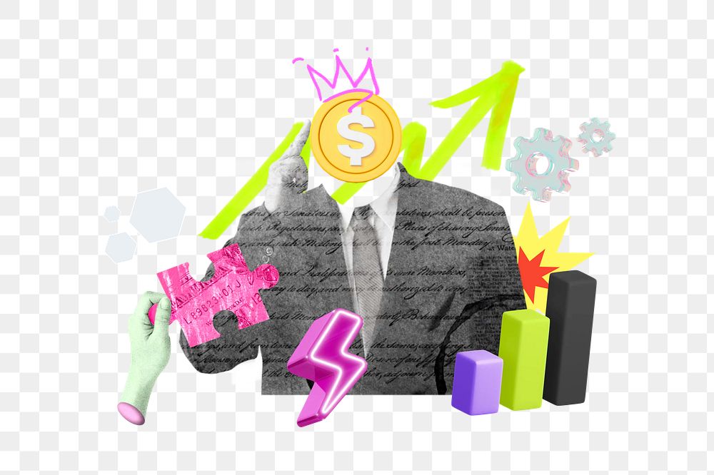 Investment png collage remix, transparent background