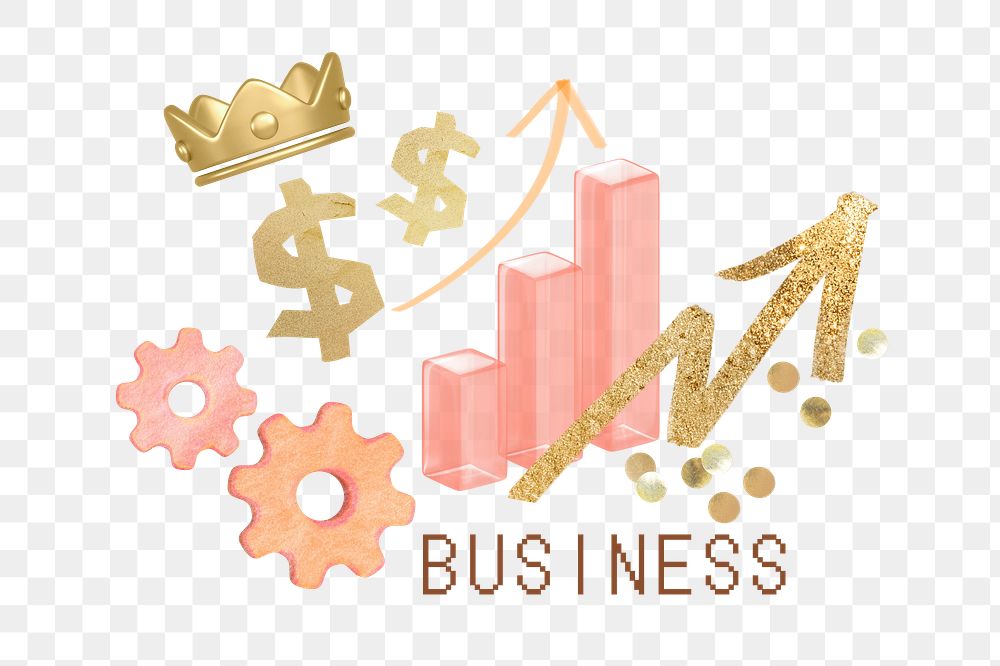 Business growth png collage element, transparent background