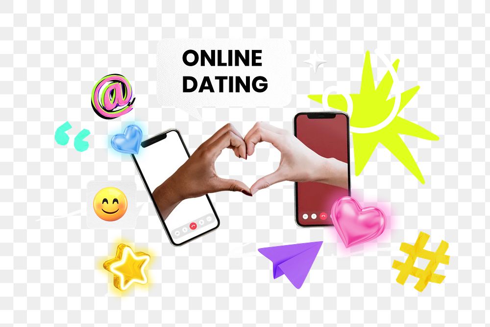 Online dating png collage remix, transparent background