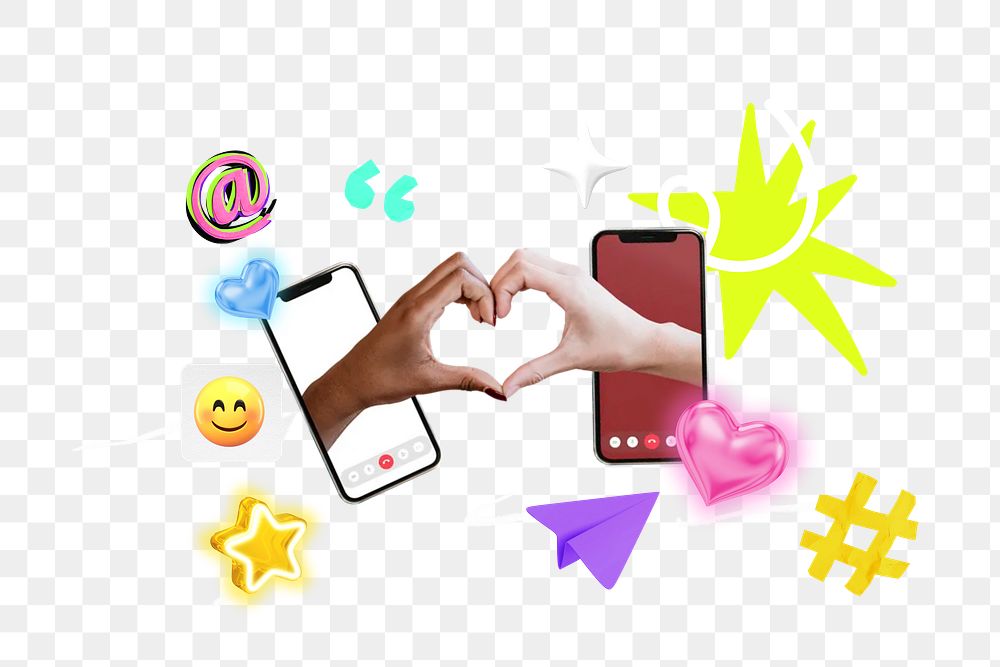 Dating app png collage remix, transparent background