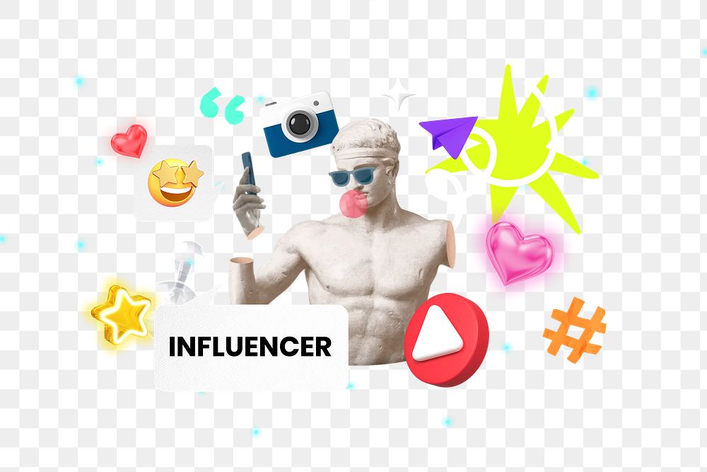 Influencer png collage remix, transparent background