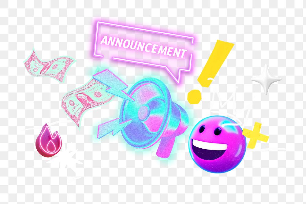 Announcement png collage remix, transparent background