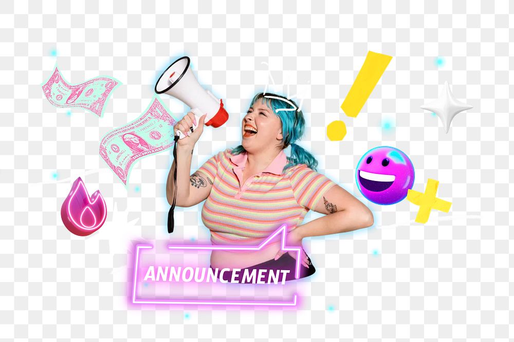 Announcement png collage remix, transparent background