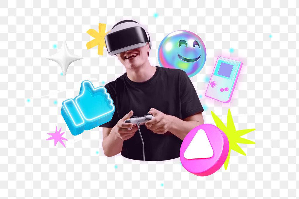 VR game png collage remix, transparent background