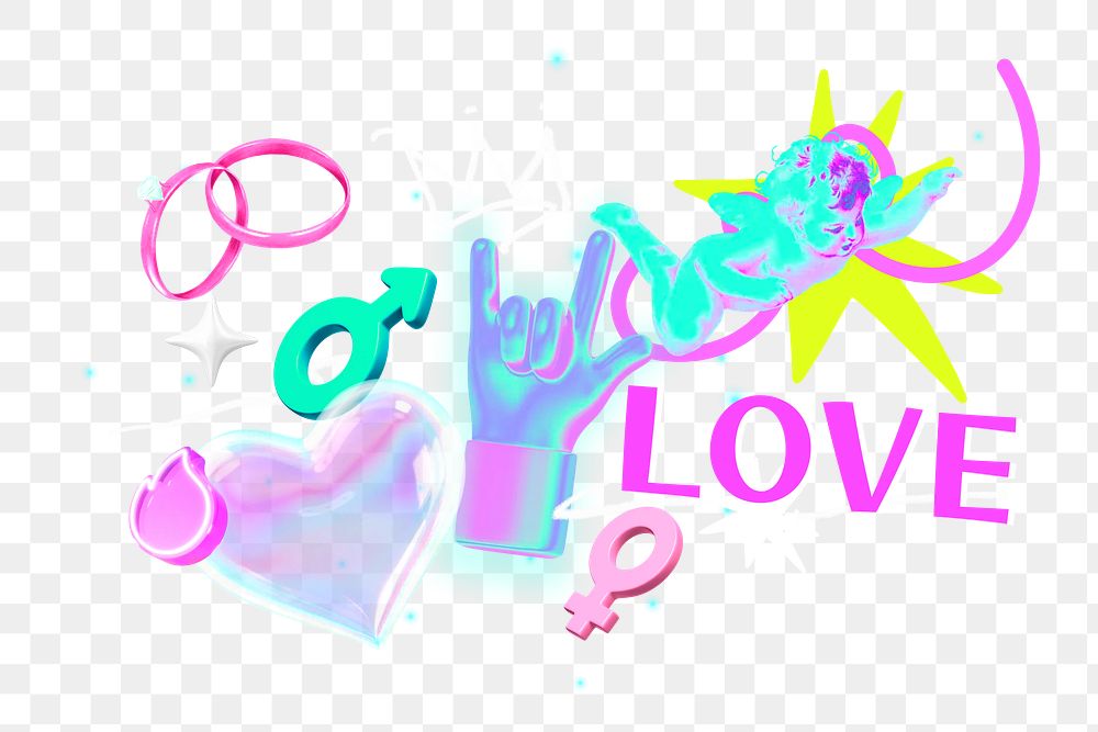 Love png collage remix, transparent background