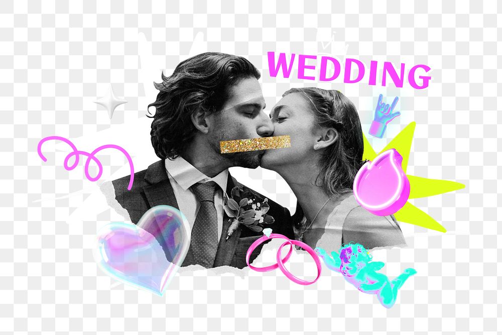 Wedding png collage remix, transparent background