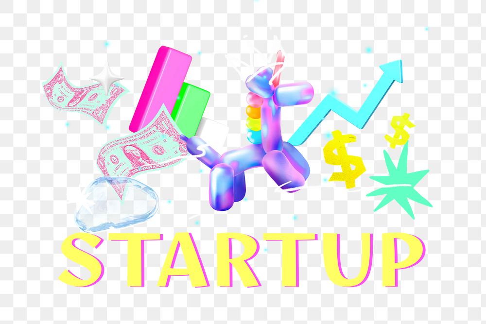 Startup png collage remix, transparent background