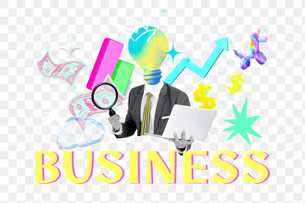 Business png collage remix, transparent background