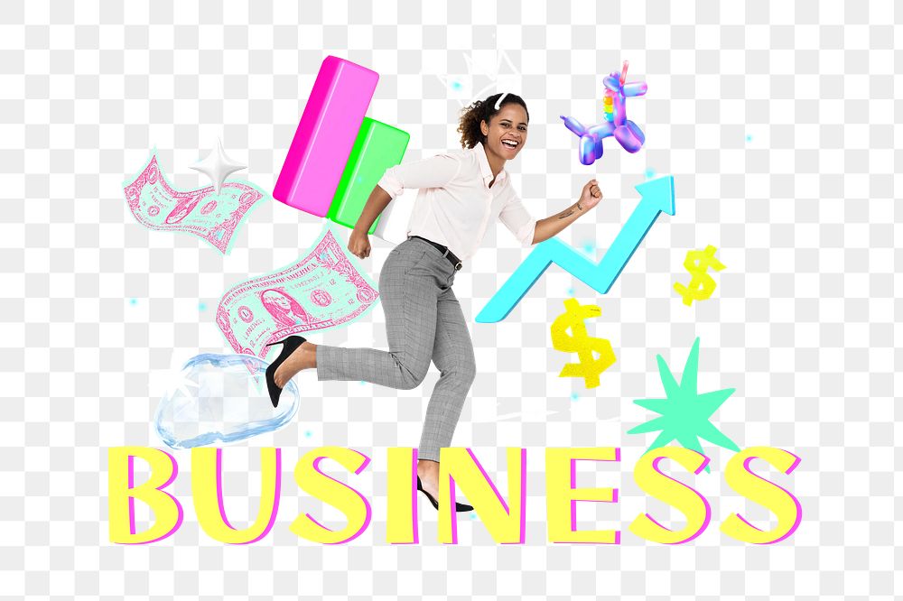 Business png collage remix, transparent background