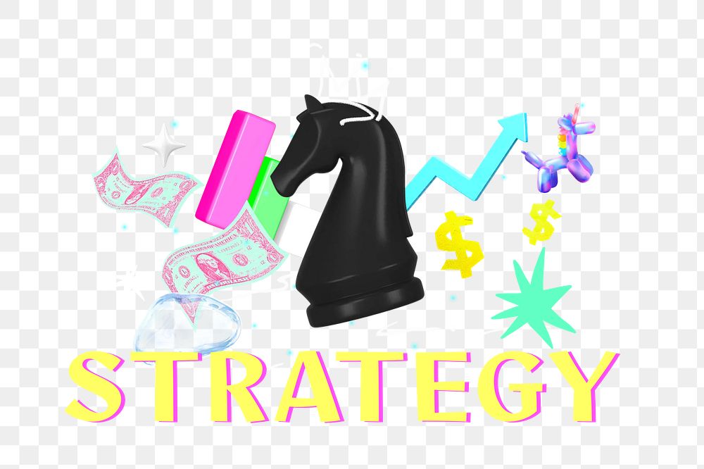 Strategy png collage remix, transparent background