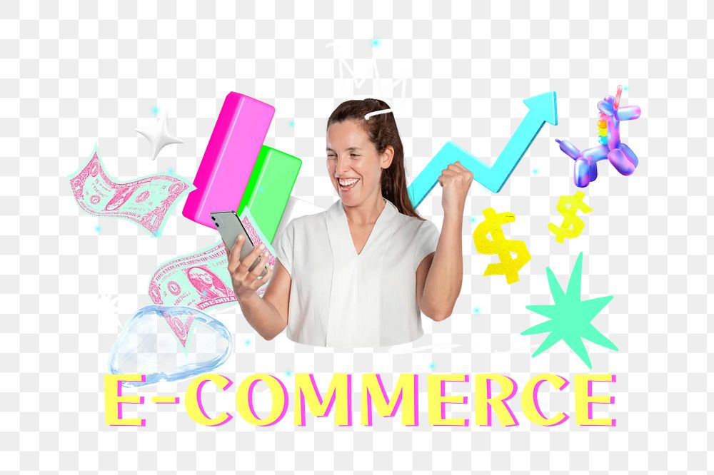 E-commerce png collage remix, transparent background