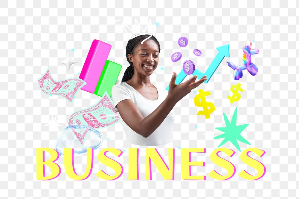 Business png collage remix, transparent background