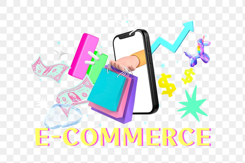 E-commerce png collage remix, transparent background