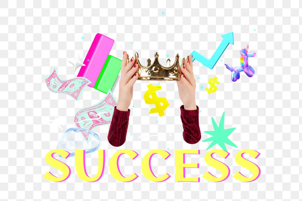 Success png collage remix, transparent background