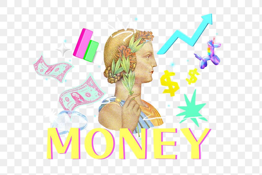 Money png financial collage remix, transparent background