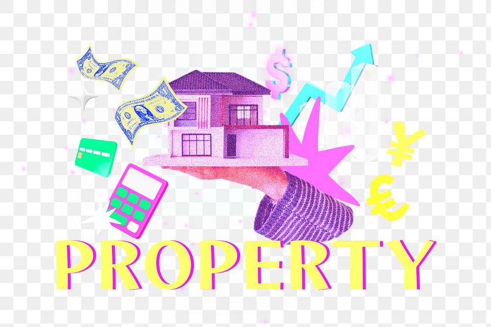 Property png financial collage remix, transparent background