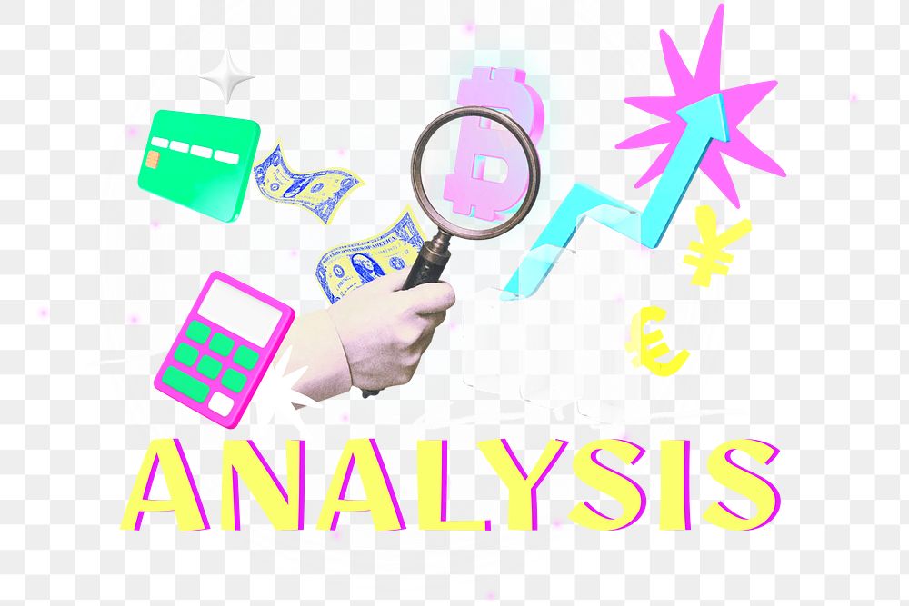 Analysis png financial collage remix, transparent background