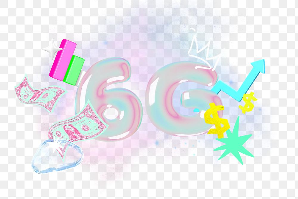 6G network png collage remix, transparent background