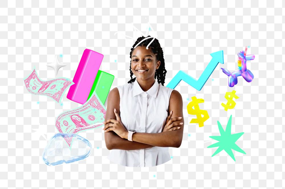 Business growth png collage remix, transparent background