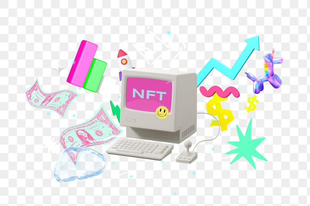 NFT png collage remix, transparent background