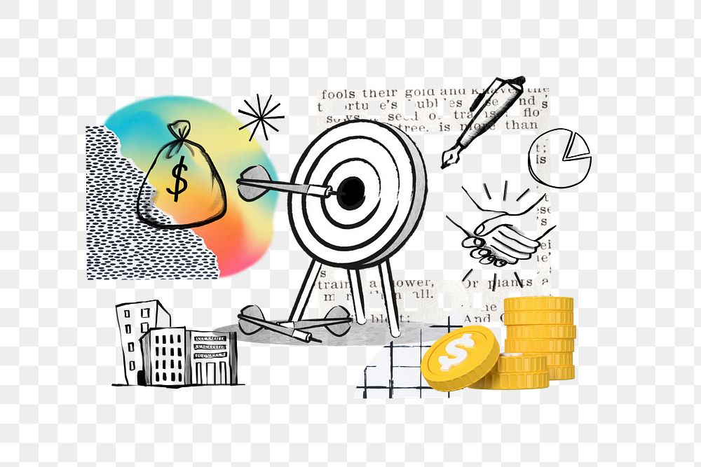 Target market png, business finance doodle remix, transparent background