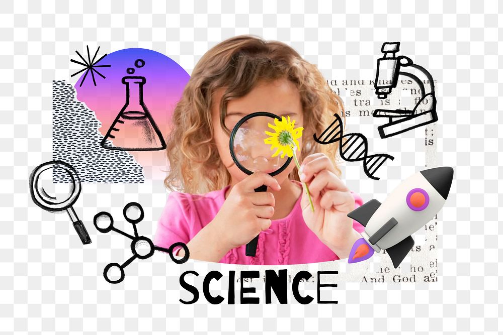 Science word png, children's education doodle remix, transparent background