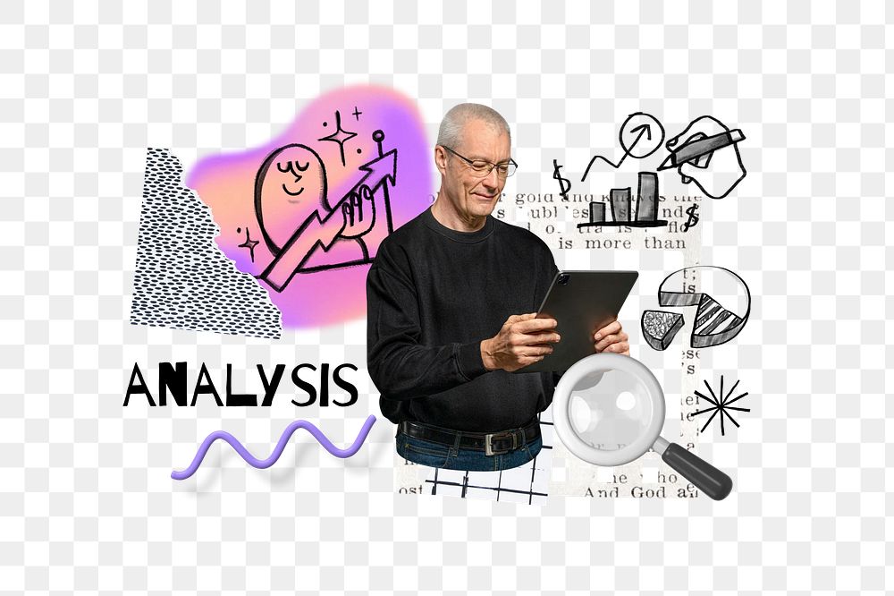 Analysis word png, business doodle remix, transparent background