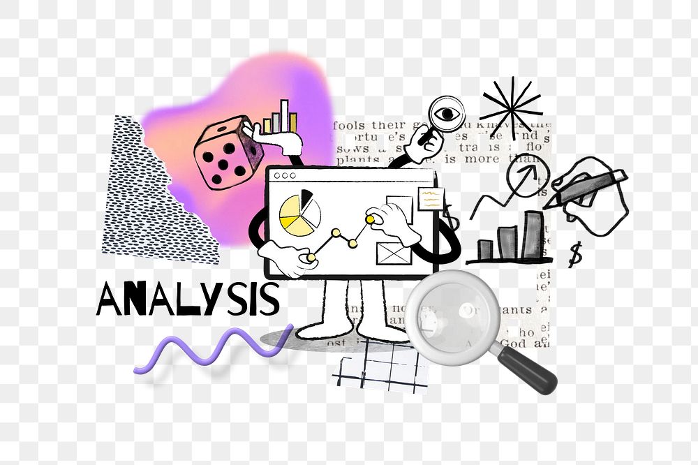 Analysis word png, business doodle remix, transparent background