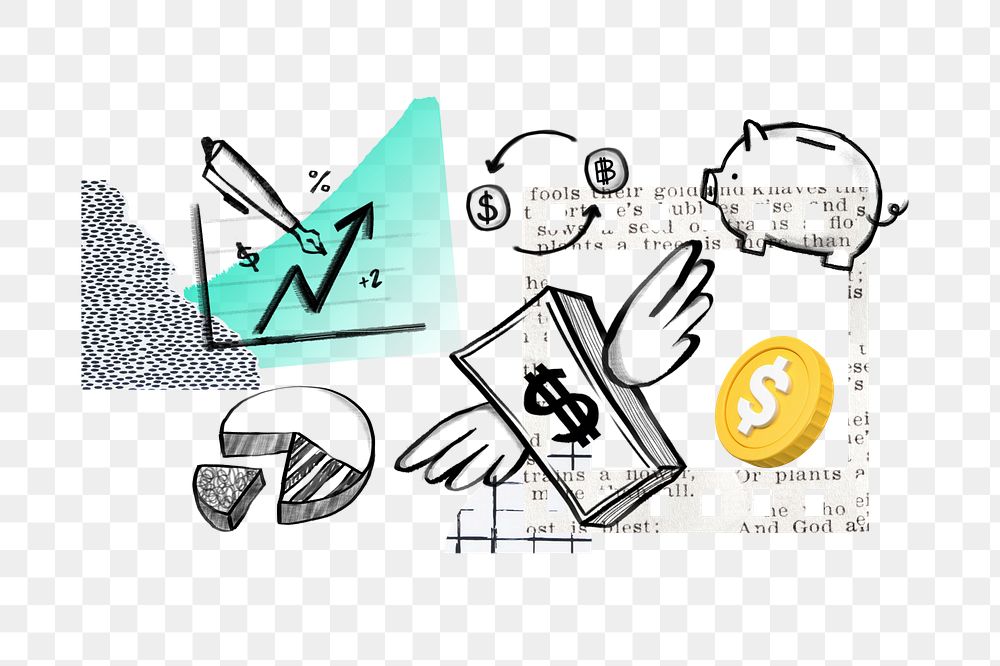 Business expenses png, finance doodle remix, transparent background