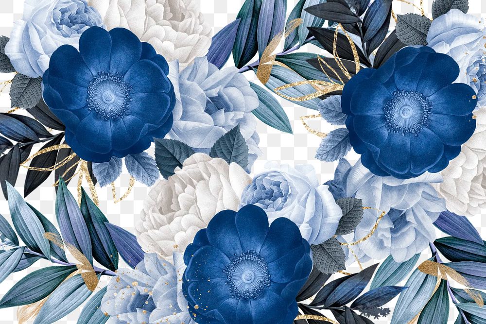 Blue anemone png vintage flower, transparent background