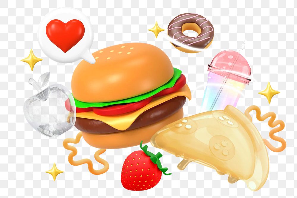 Food png collage remix, transparent background