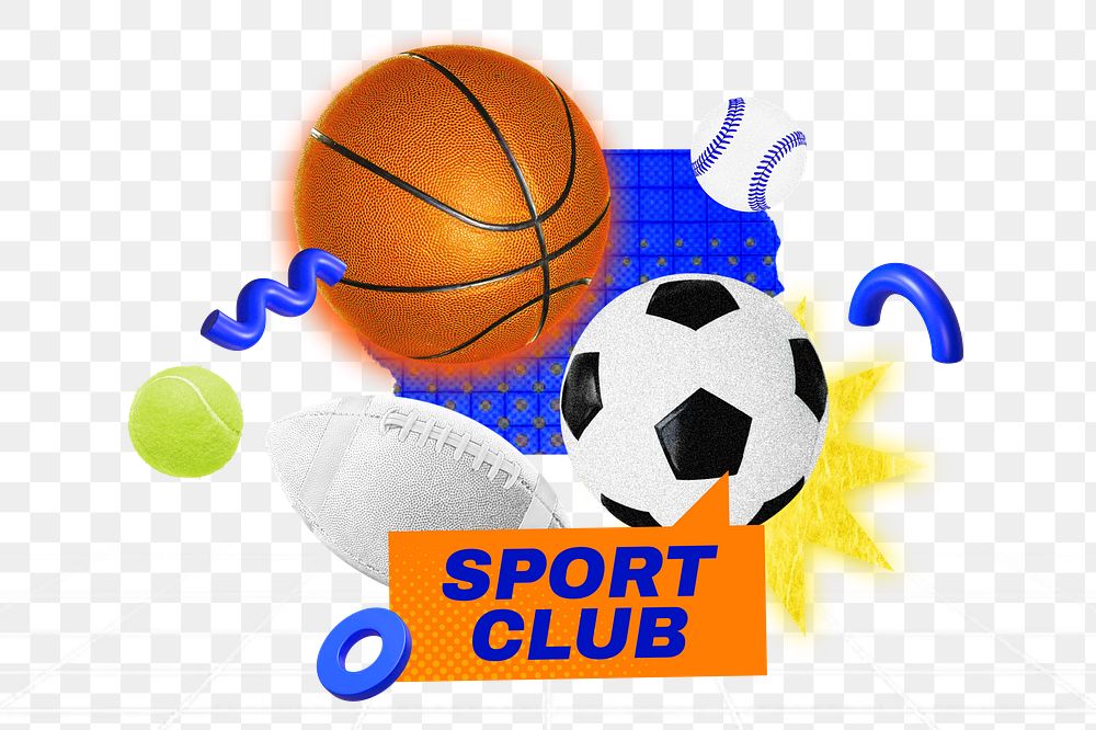 Sport club png collage remix, transparent background