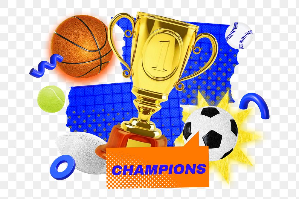 Sport champions png collage remix, transparent background