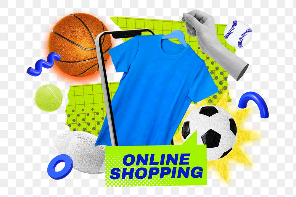 Online shopping png collage remix, transparent background