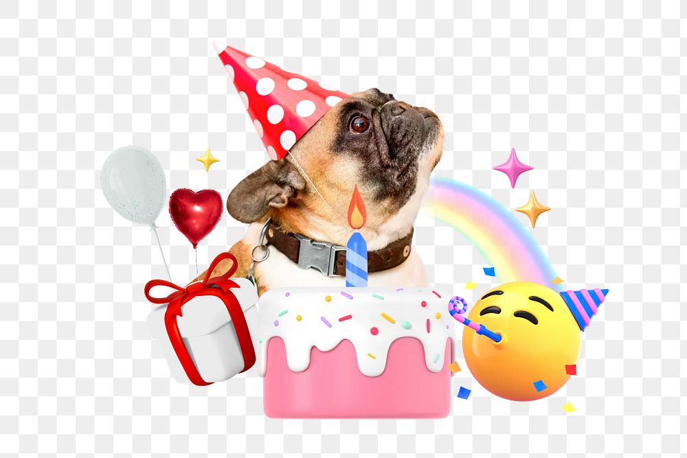 Happy Birthday png collage remix, transparent background