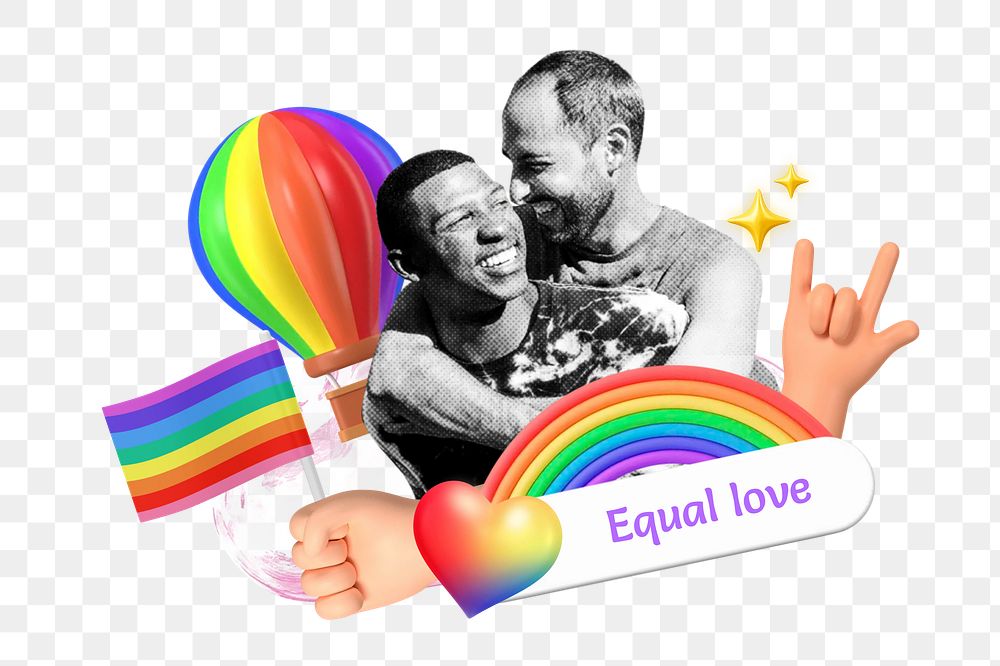 LGBTQ+ png collage remix, transparent background