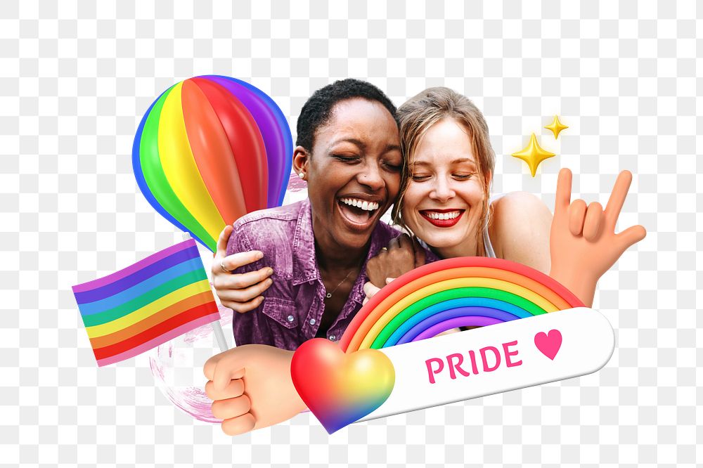 Pride png collage remix, transparent background