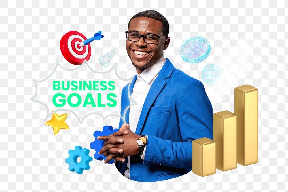 Business goals png collage remix, transparent background