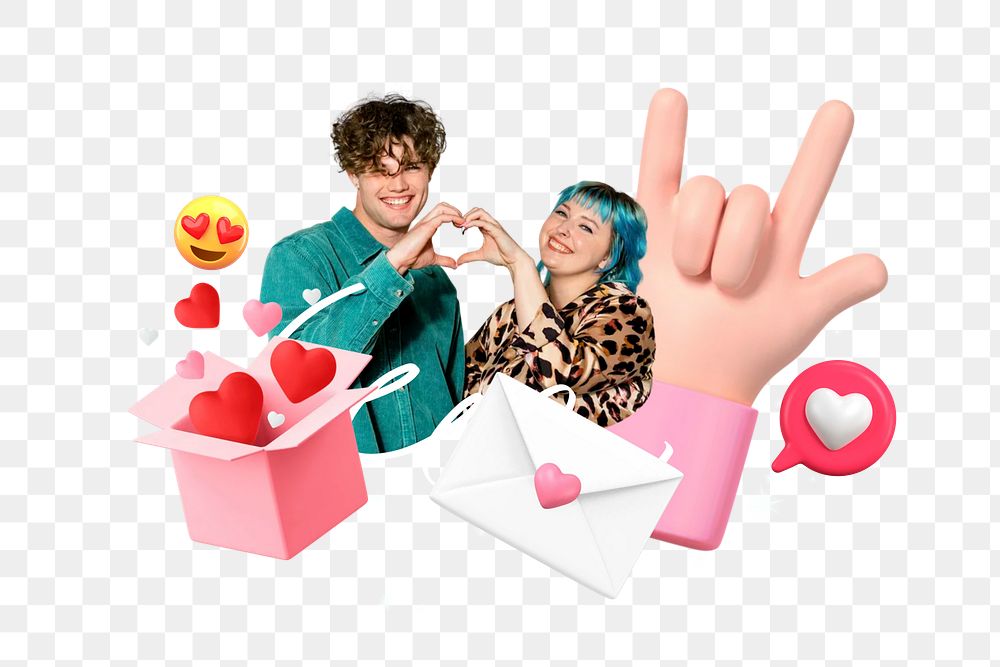 Relationship png collage remix, transparent background