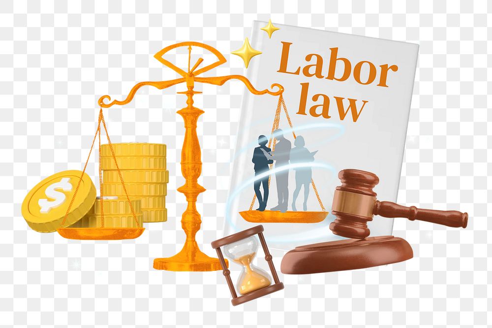 Labor law png collage remix, transparent background