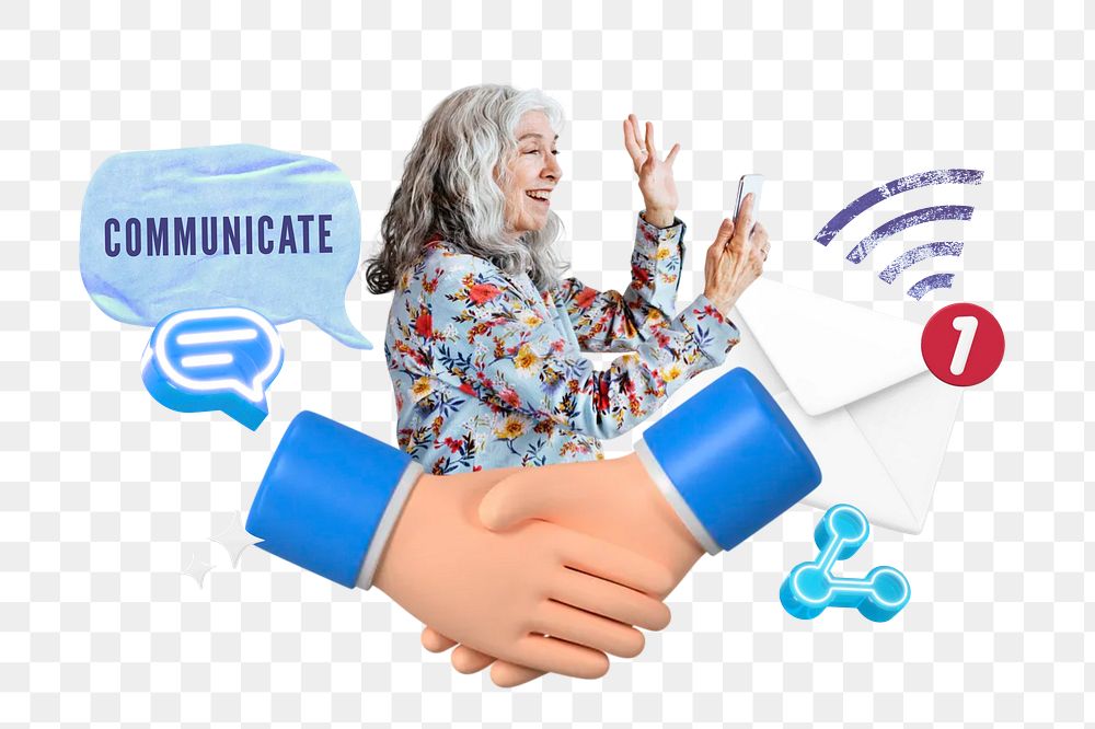 Communication png collage remix, transparent background