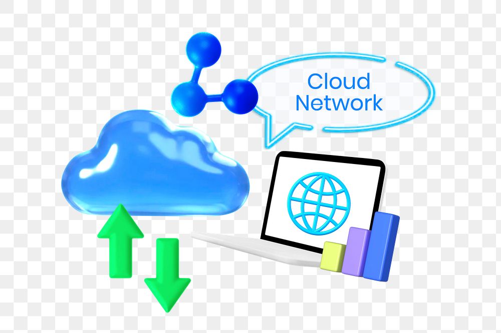Cloud network png collage remix, transparent background