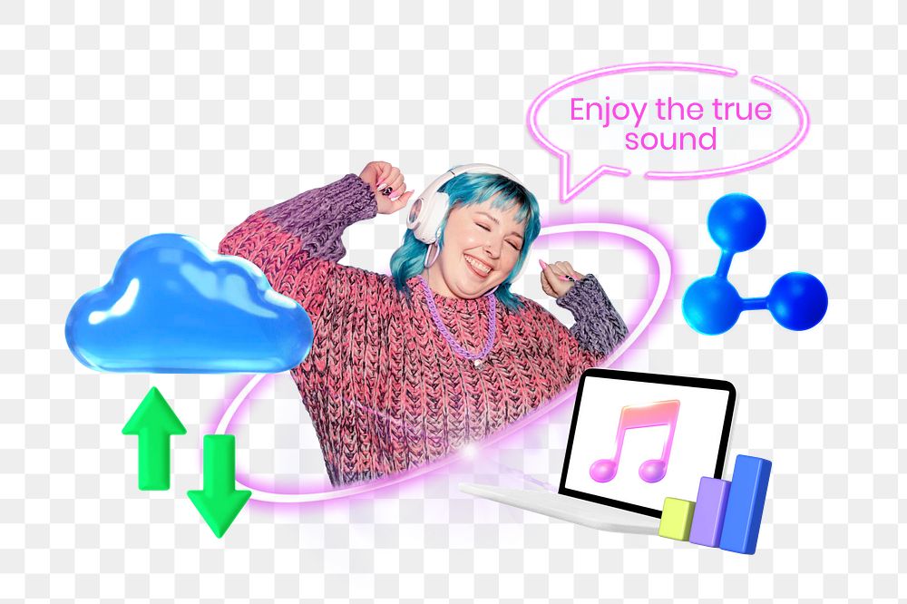 Music entertainment png collage remix, transparent background