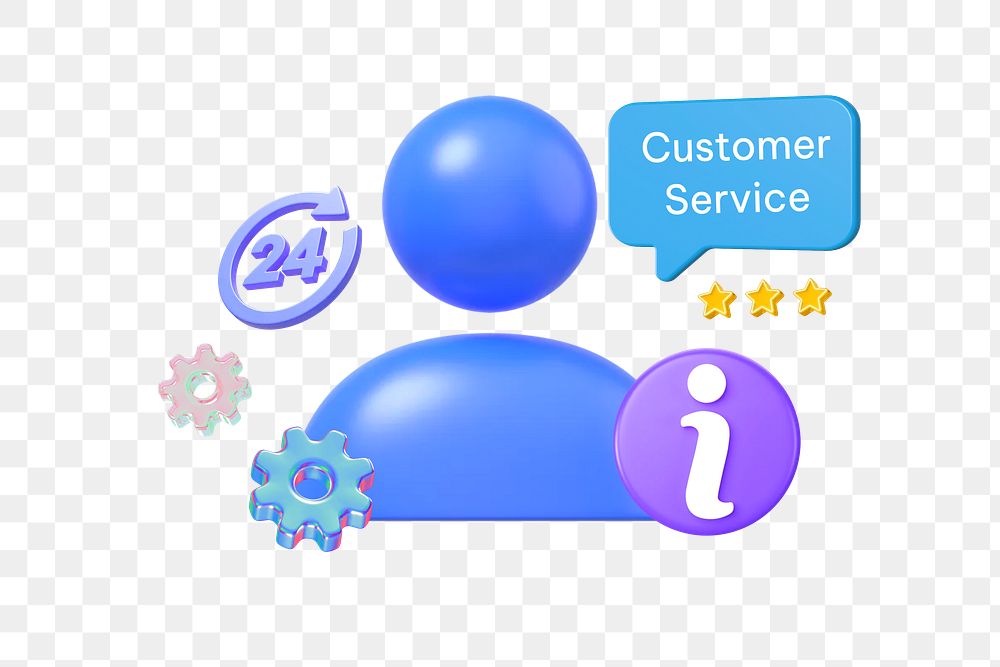 Customer service png word, 3D business remix on transparent background