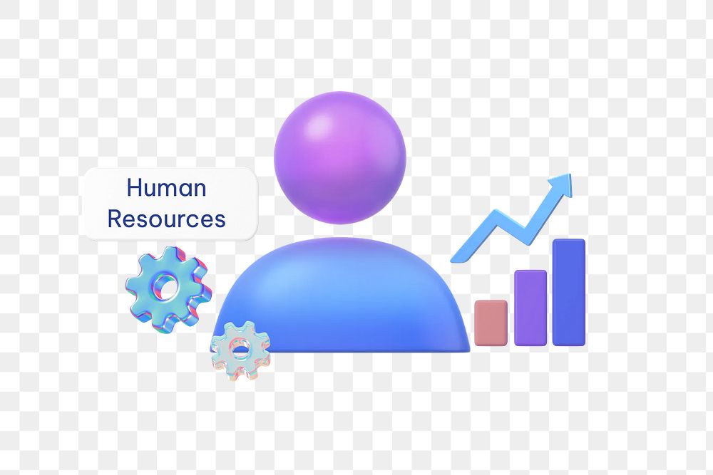 Human resources png word, 3D business remix on transparent background