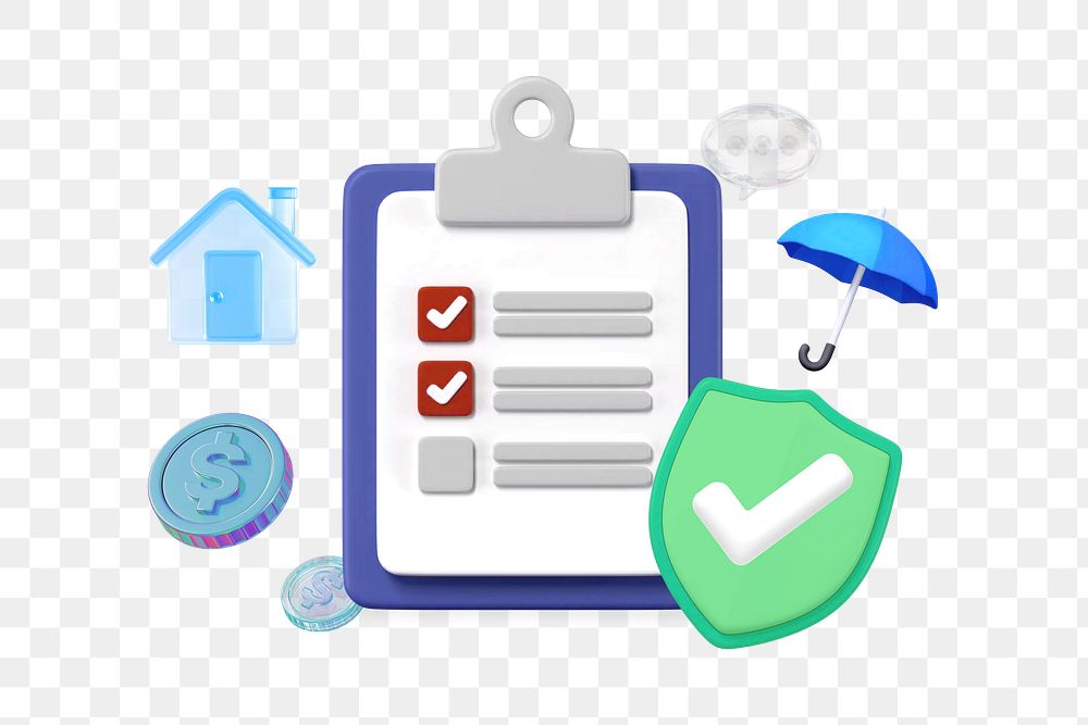 Property insurance checklist png, security & protection remix, transparent background