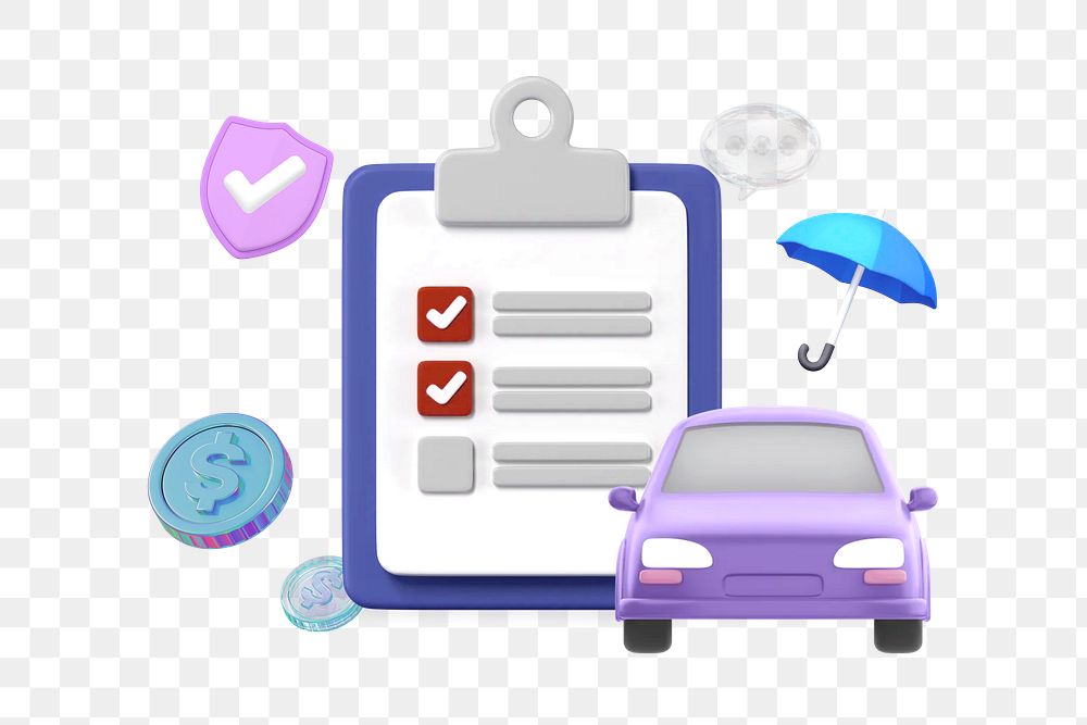 Car insurance checklist png, security & protection remix, transparent background