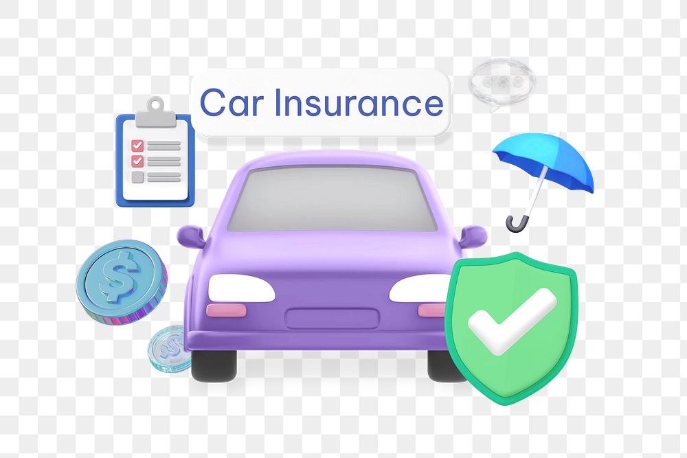 Car insurance png word, vehicle security remix on transparent background
