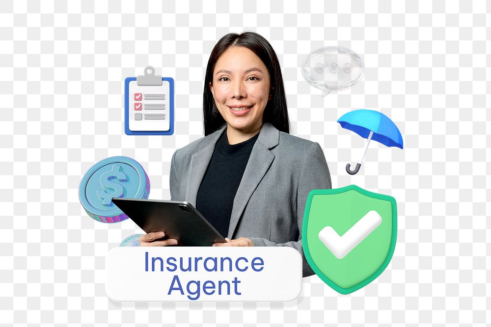 Insurance agent png word, job & career remix on transparent background
