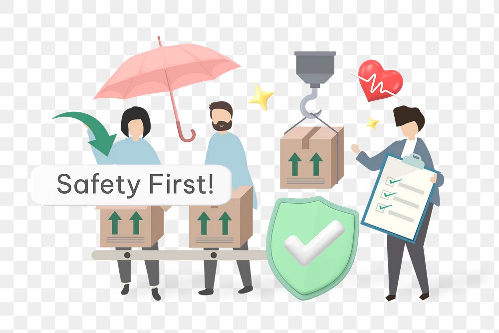 Safety first png word, security & protection remix on transparent background